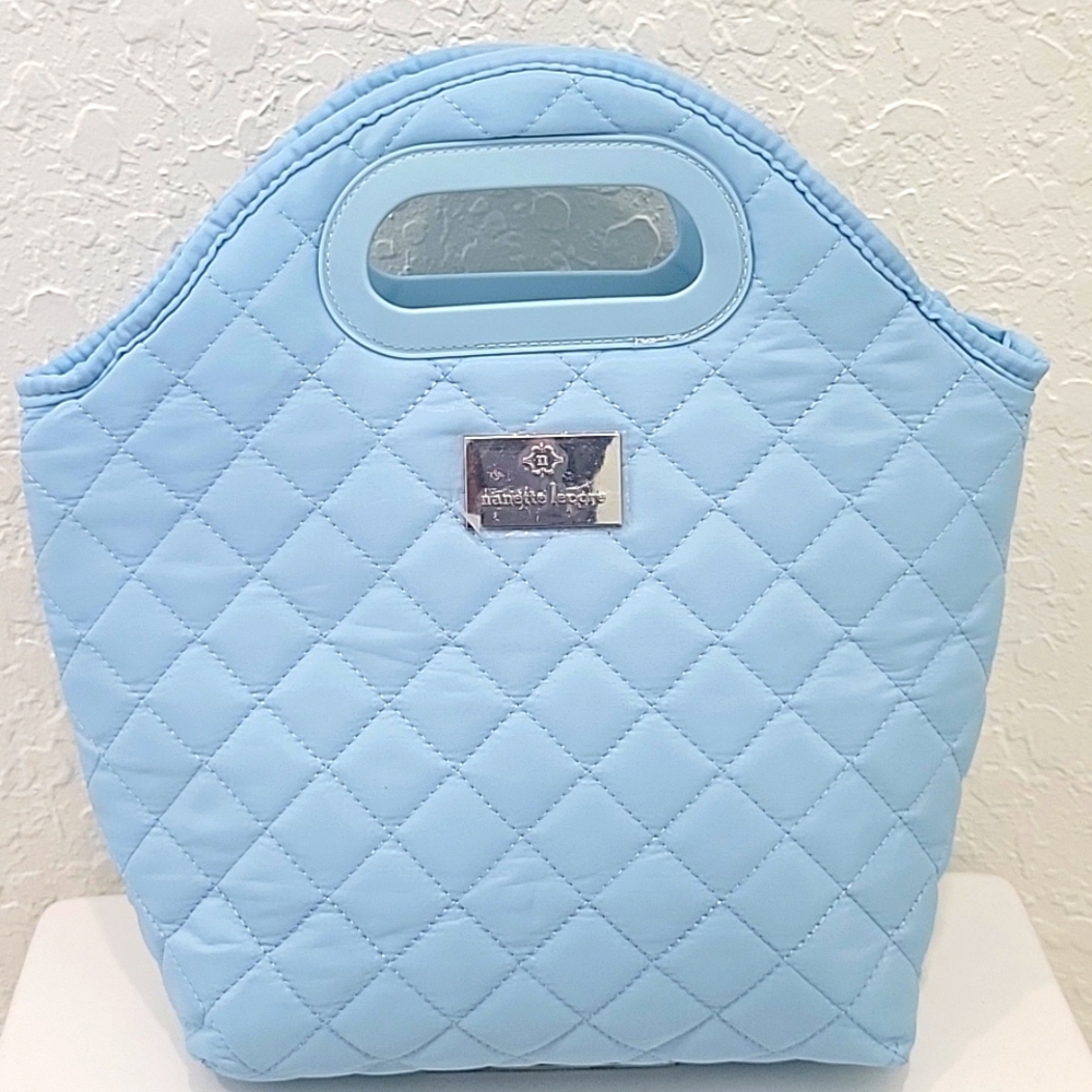 NWOT NANETTE LEPORE quilted light blue insulated lunch tote